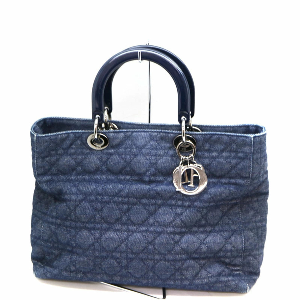 CDIOR Cannage Denim Bag Canvas Navy Blue Handbag Shoulder - Picture 2 of 6